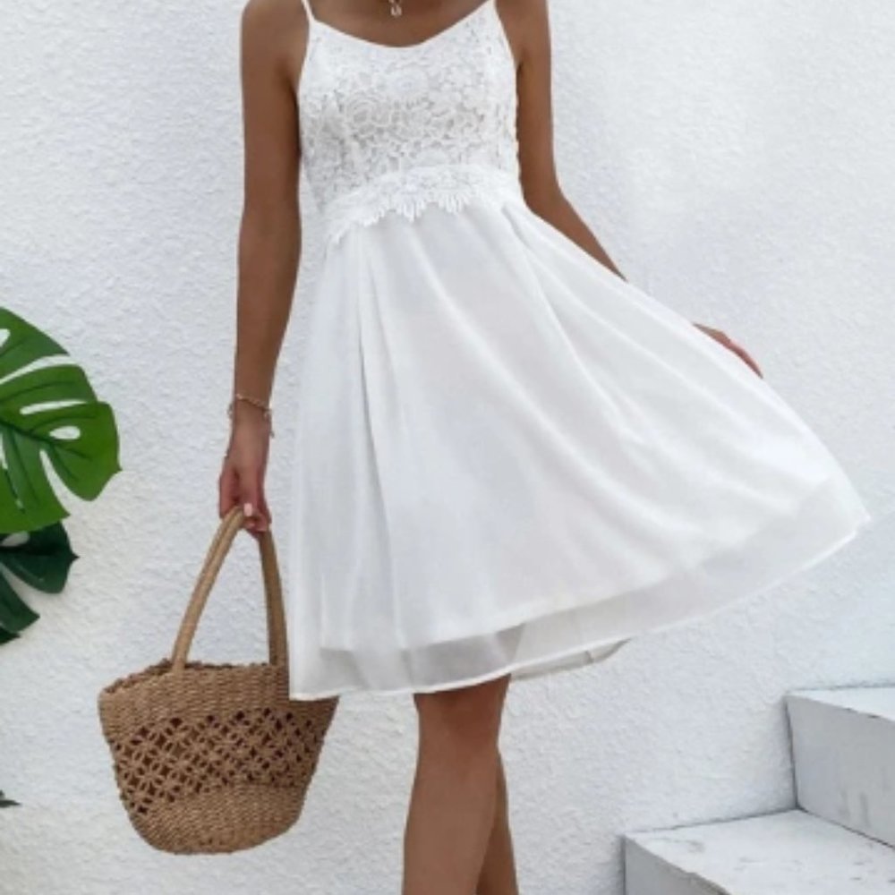 Beautiful Sexy Lace Panel Cami Dress XS-4XL Avail